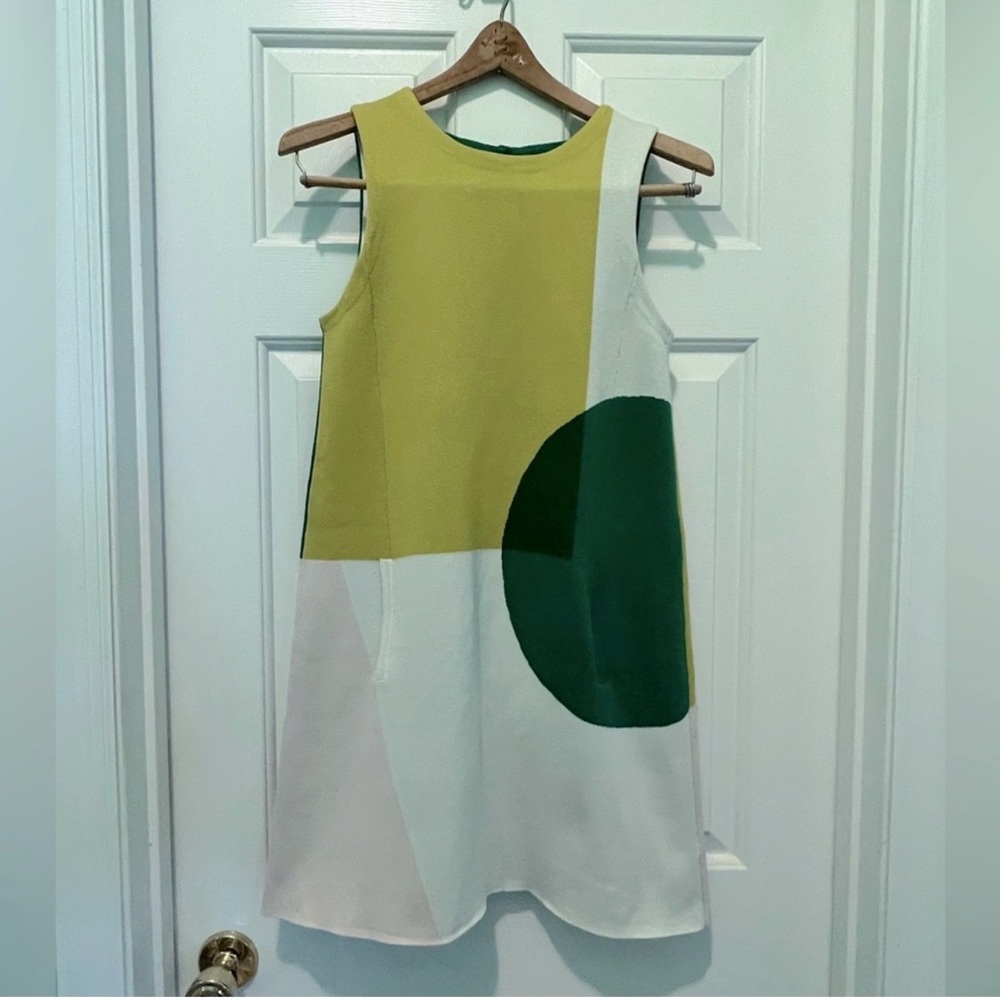 Moth Color Block Mini Dress in Green and Yellow